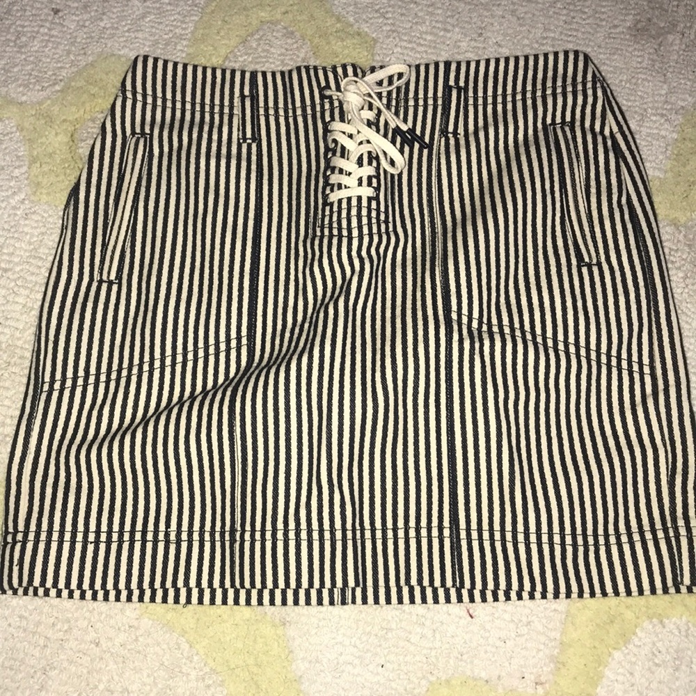 Black and cream Jean Skirt